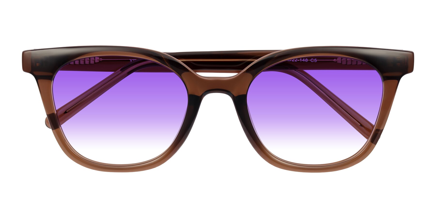 Folded Front of Jeromme in Coffee with Purple Gradient Lenses