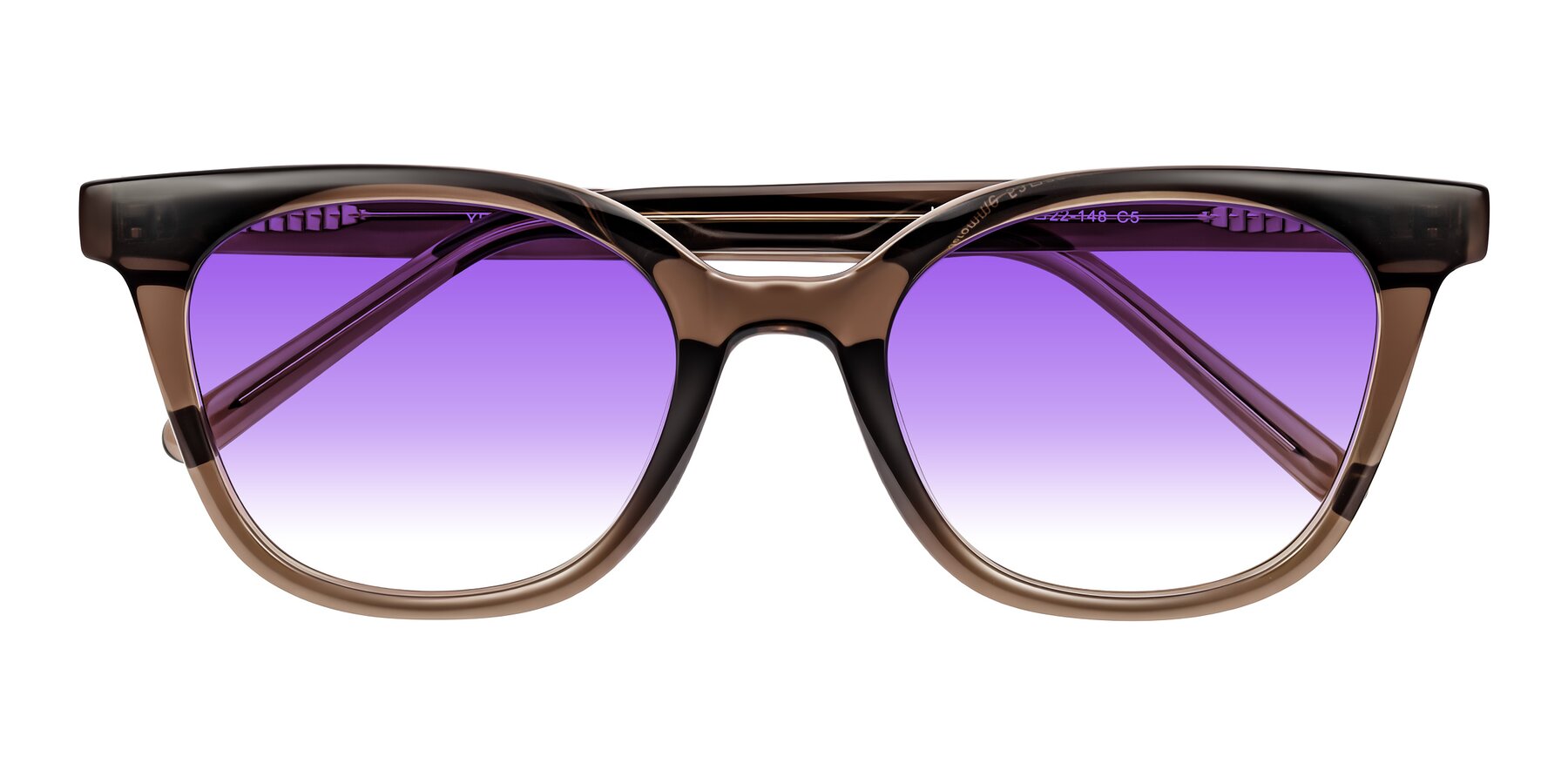 Folded Front of Jeromme in Coffee with Purple Gradient Lenses