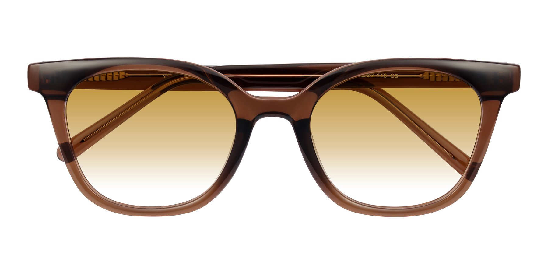 Folded Front of Jeromme in Coffee with Champagne Gradient Lenses