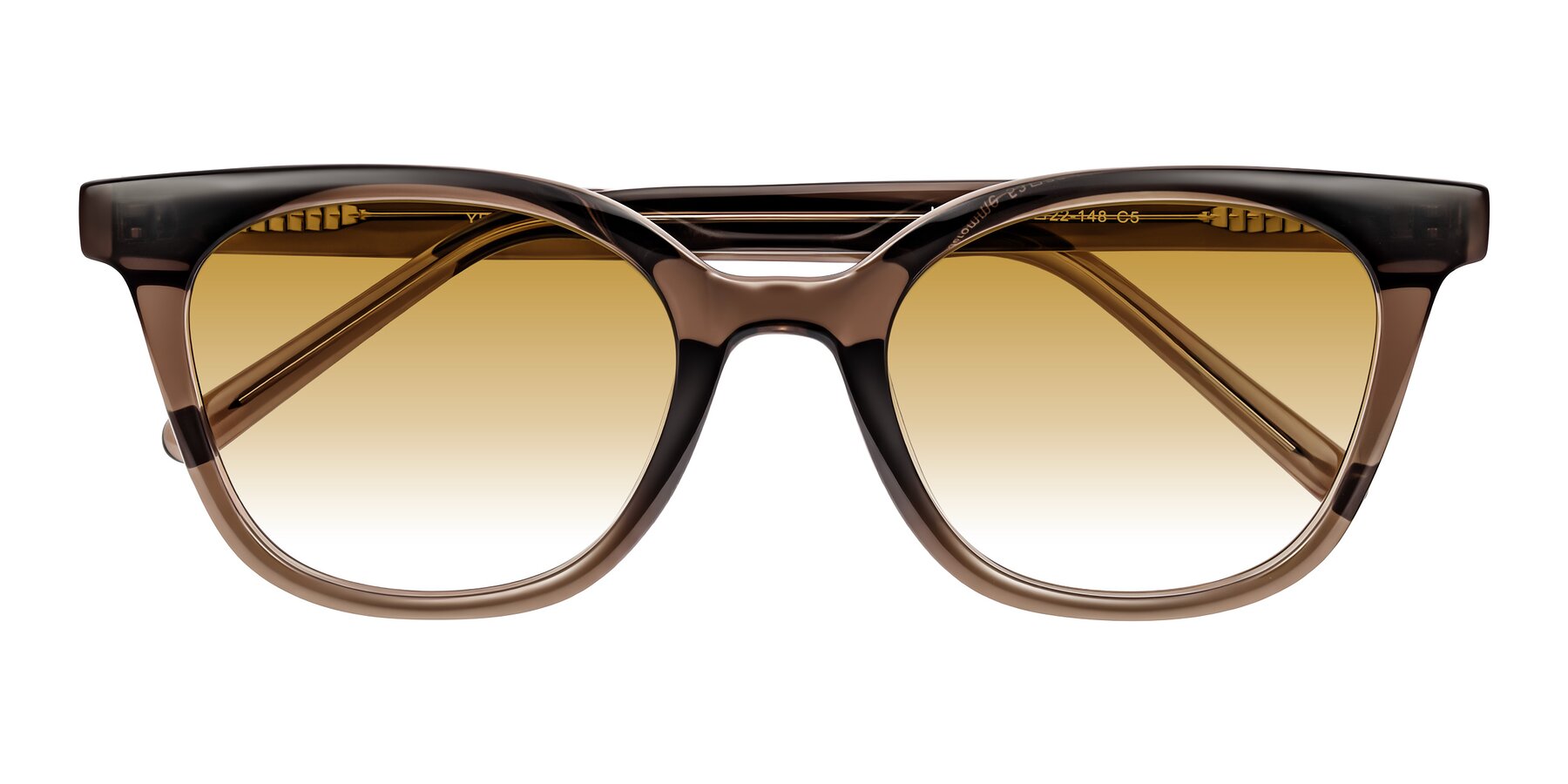 Folded Front of Jeromme in Coffee with Champagne Gradient Lenses