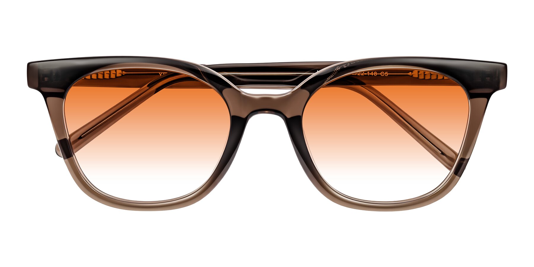 Folded Front of Jeromme in Coffee with Orange Gradient Lenses