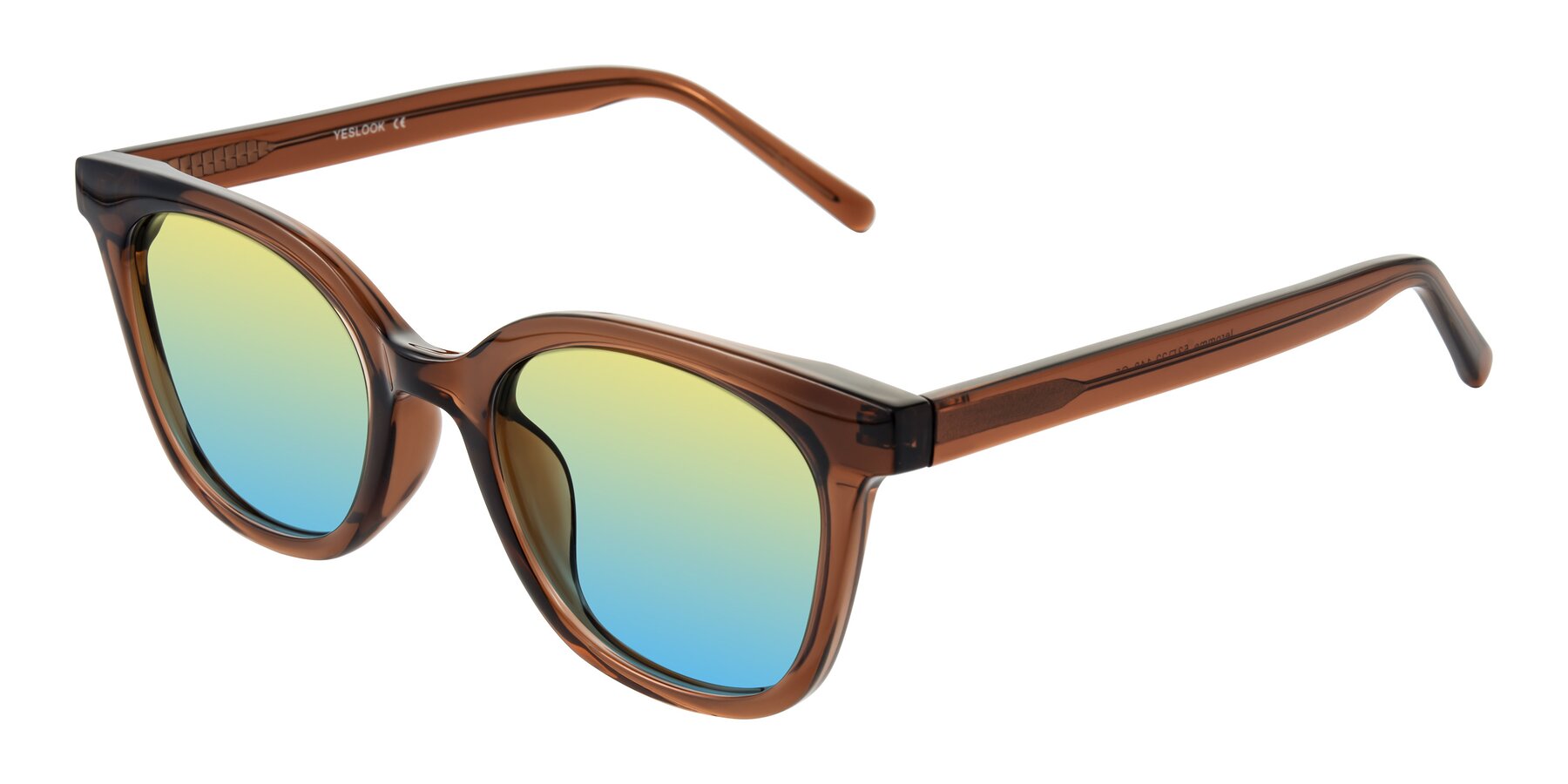 Angle of Jeromme in Coffee with Yellow / Blue Gradient Lenses