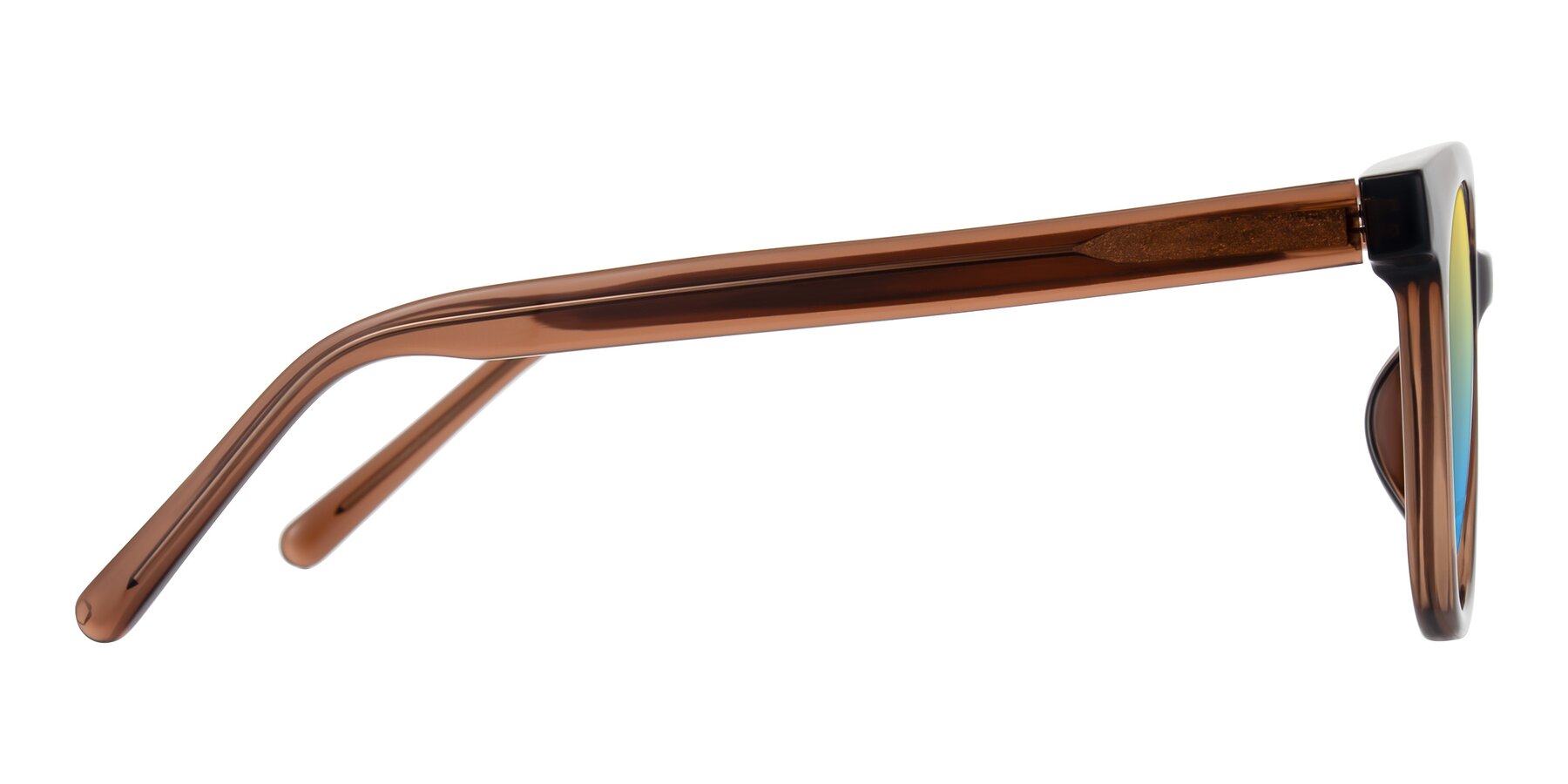 Side of Jeromme in Coffee with Yellow / Blue Gradient Lenses