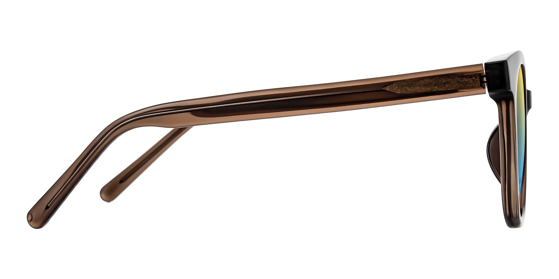 Side of Jeromme in Coffee with Yellow / Blue Gradient Lenses