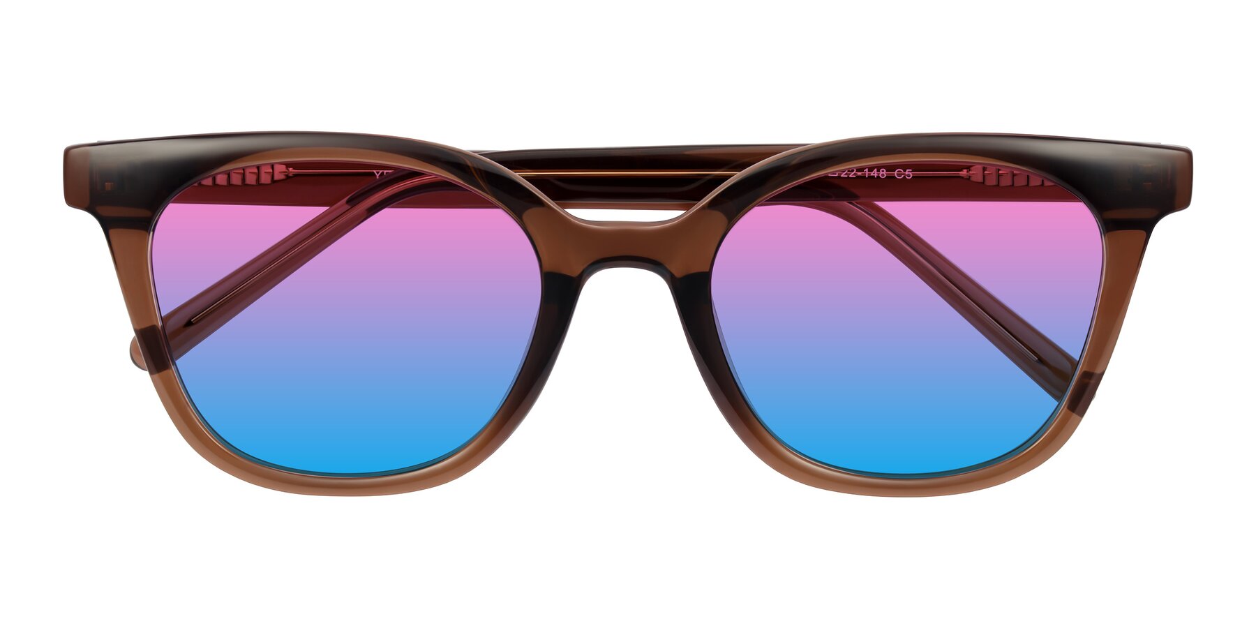 Folded Front of Jeromme in Coffee with Pink / Blue Gradient Lenses