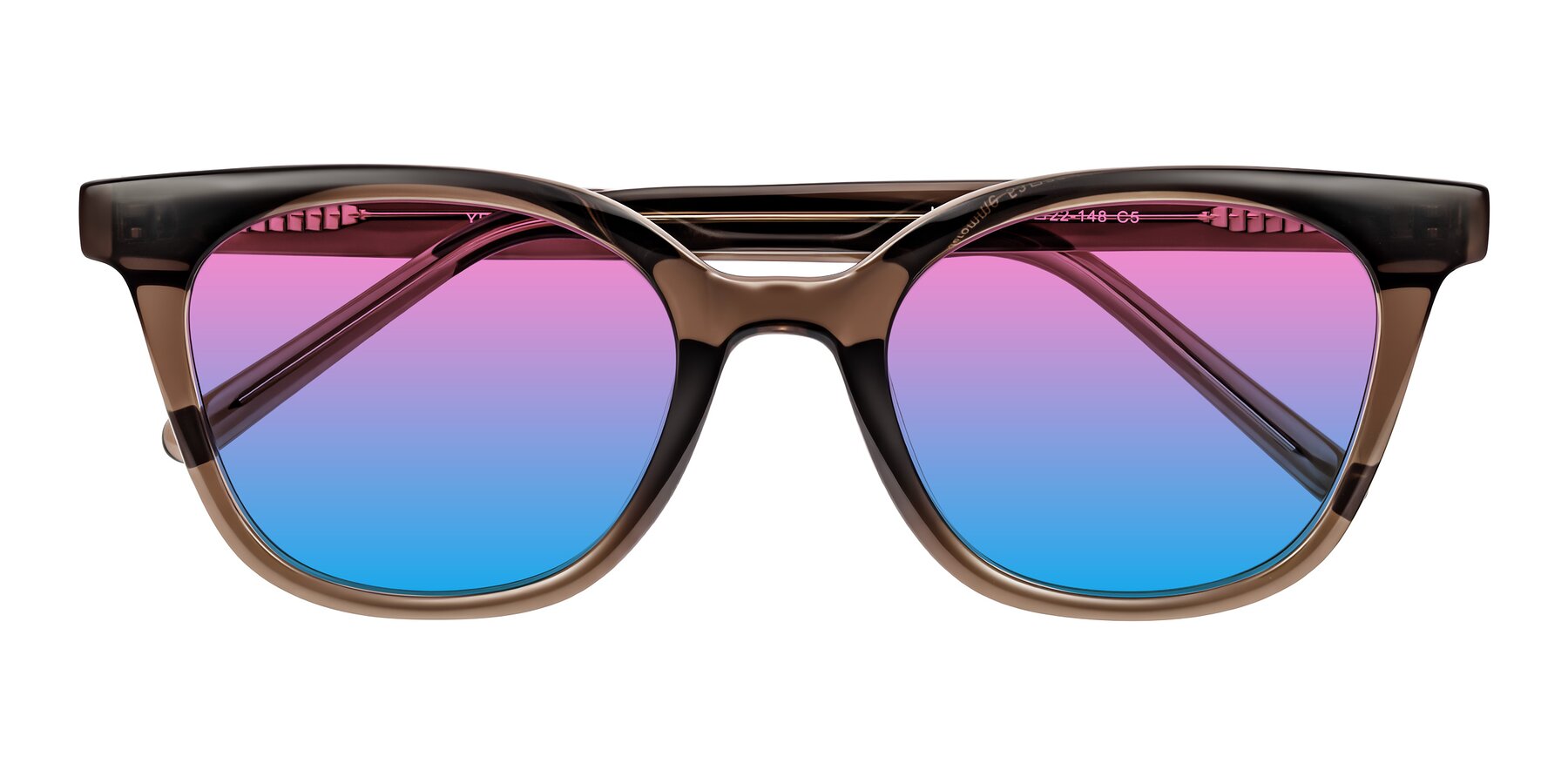Folded Front of Jeromme in Coffee with Pink / Blue Gradient Lenses
