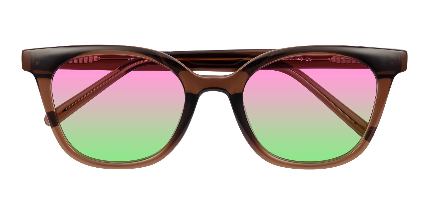 Folded Front of Jeromme in Coffee with Pink / Green Gradient Lenses