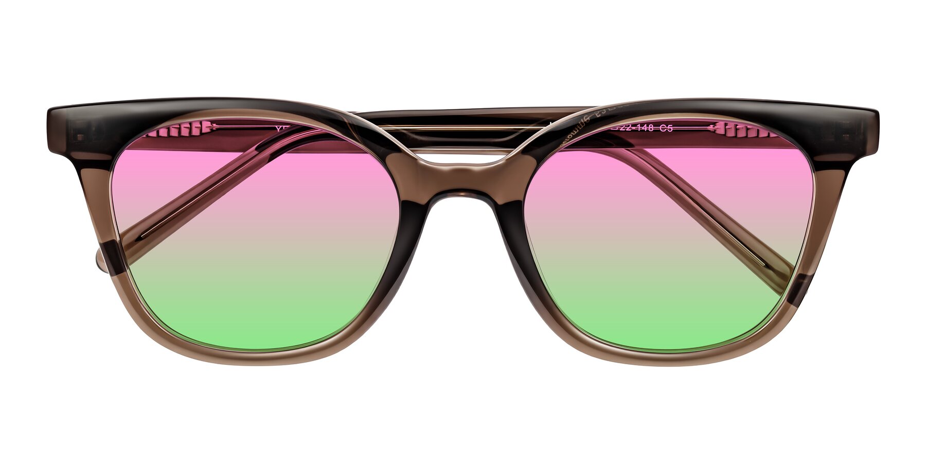 Folded Front of Jeromme in Coffee with Pink / Green Gradient Lenses
