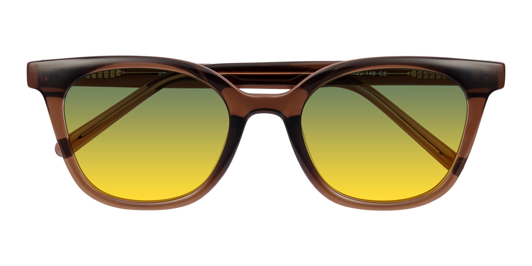 Folded Front of Jeromme in Coffee with Green / Yellow Gradient Lenses