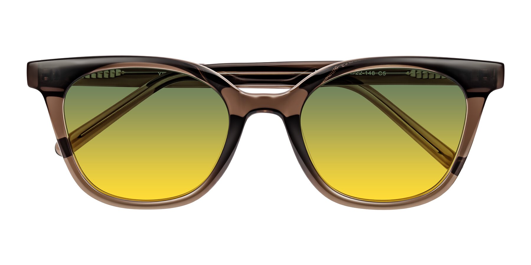 Folded Front of Jeromme in Coffee with Green / Yellow Gradient Lenses