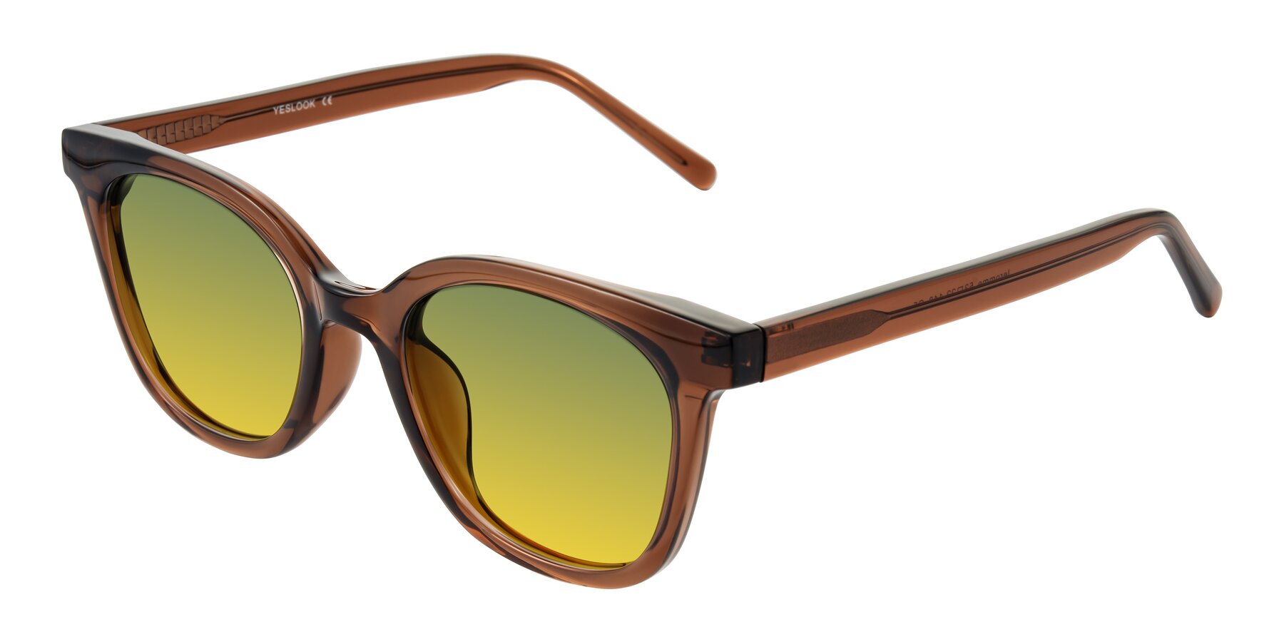 Angle of Jeromme in Coffee with Green / Yellow Gradient Lenses