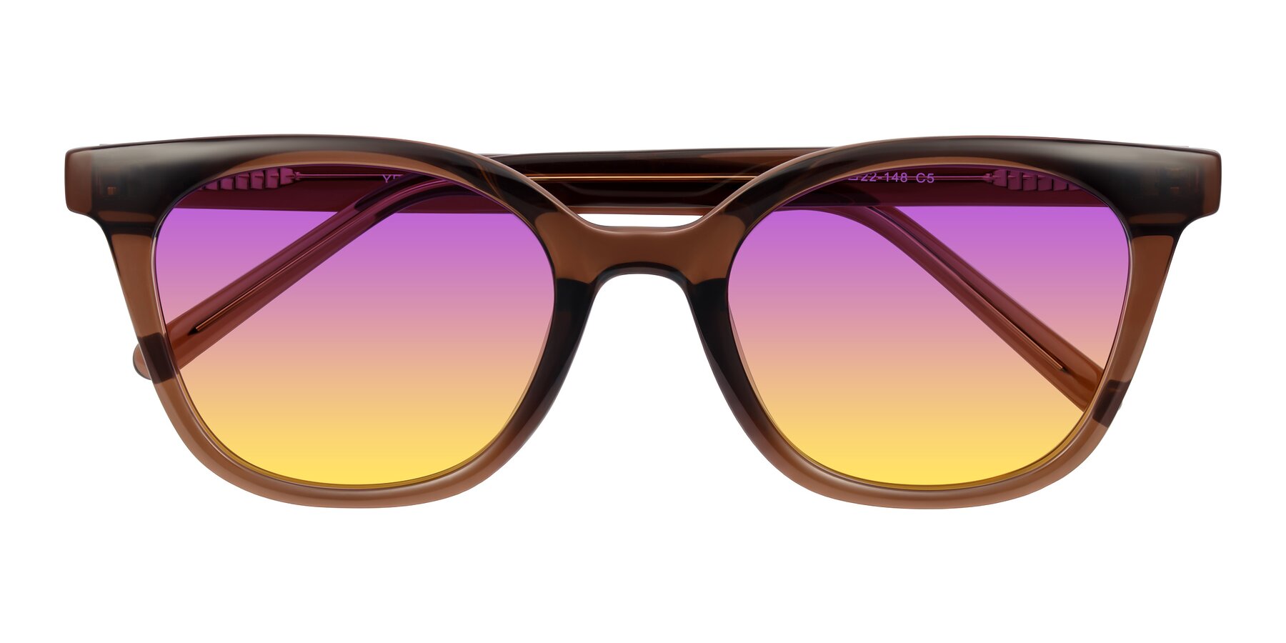 Folded Front of Jeromme in Coffee with Purple / Yellow Gradient Lenses
