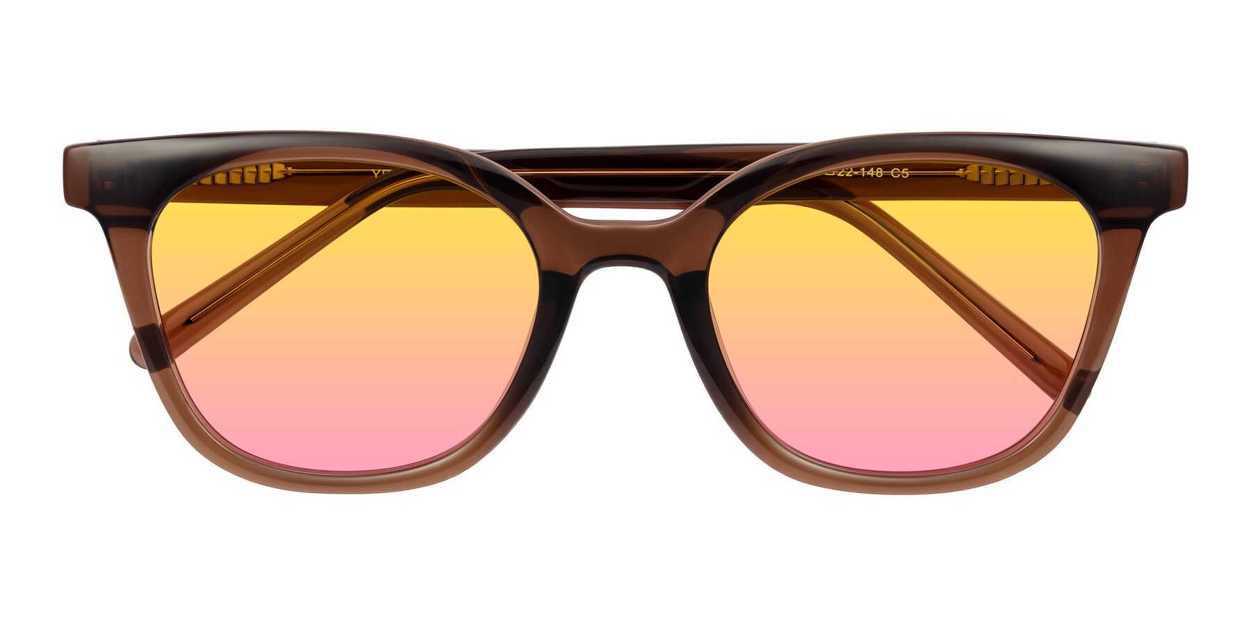Folded Front of Jeromme in Coffee with Yellow / Pink Gradient Lenses