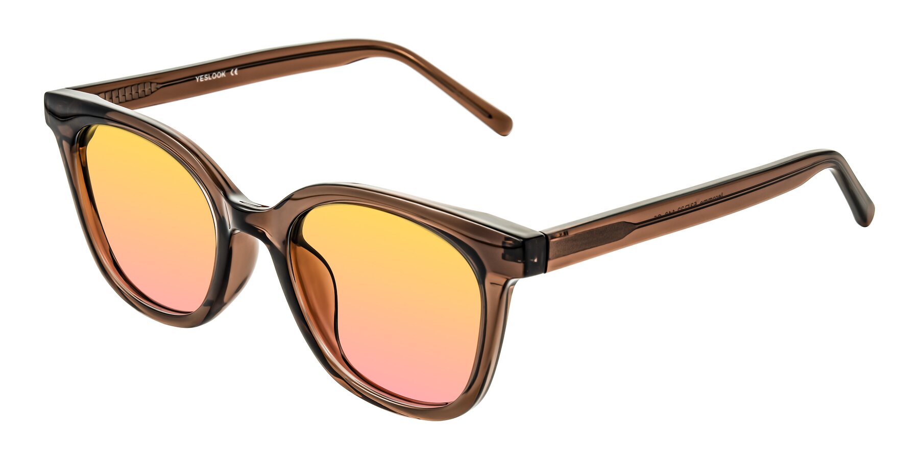Angle of Jeromme in Coffee with Yellow / Pink Gradient Lenses