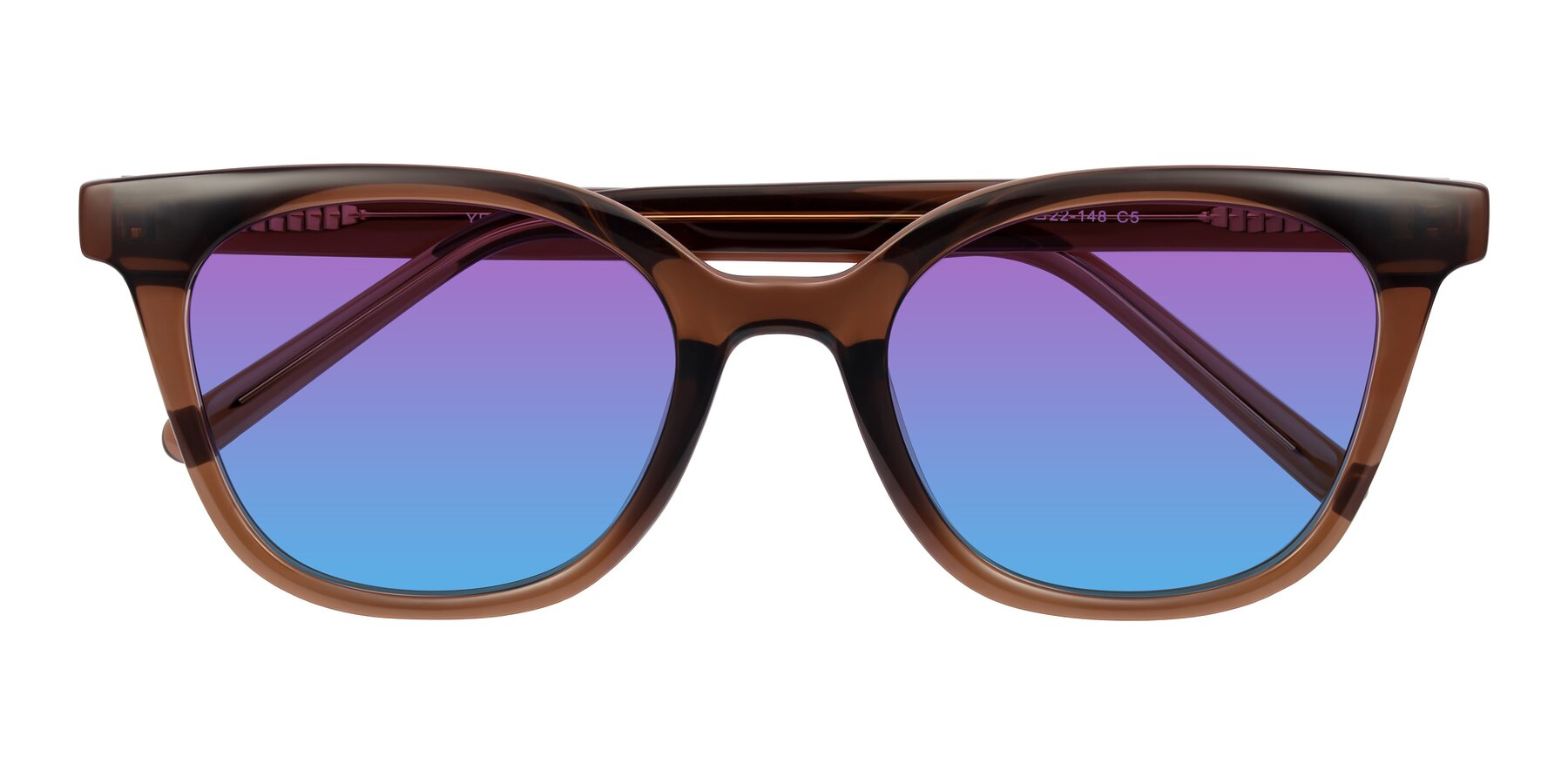 Folded Front of Jeromme in Coffee with Purple / Blue Gradient Lenses