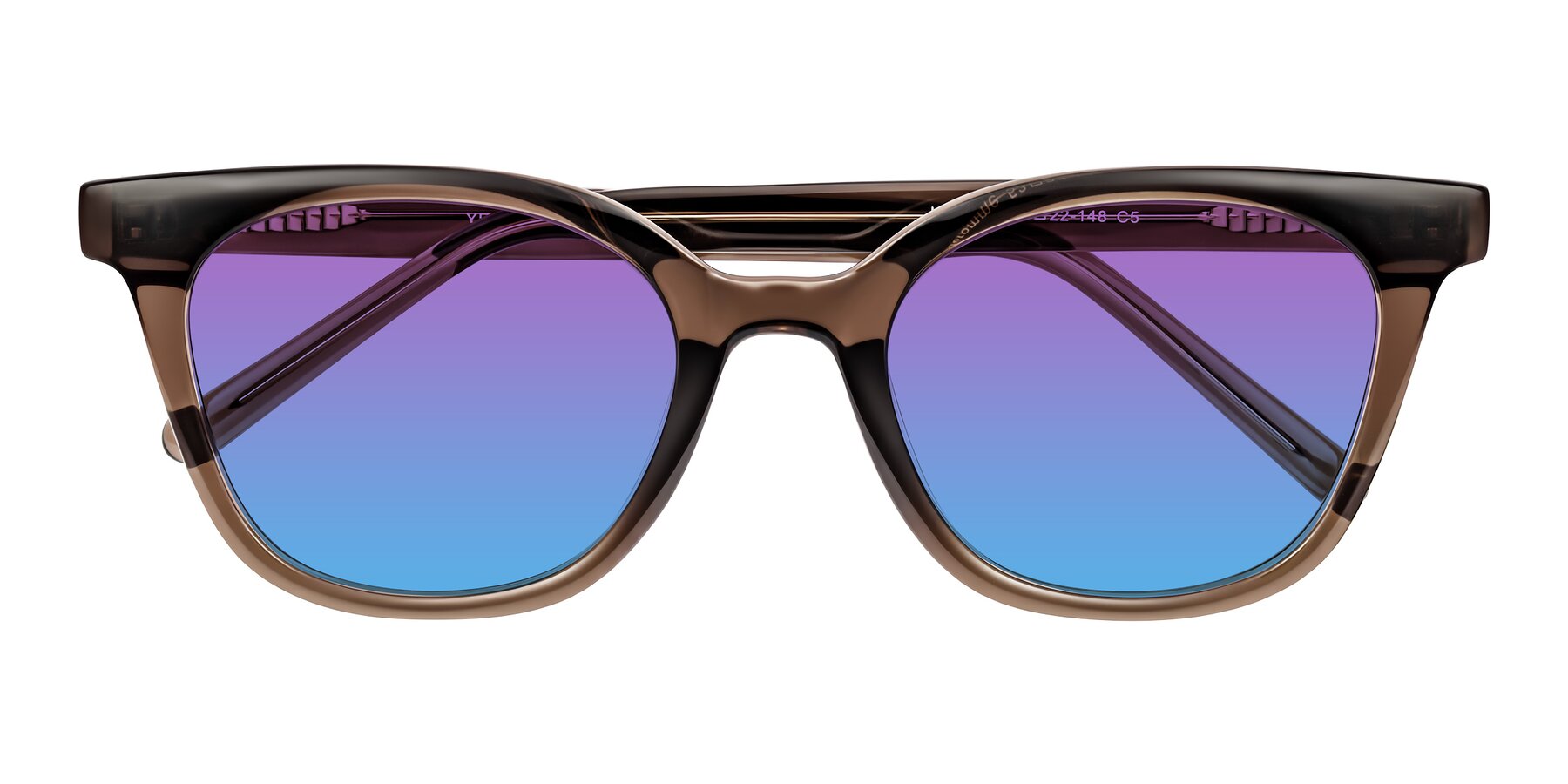 Folded Front of Jeromme in Coffee with Purple / Blue Gradient Lenses