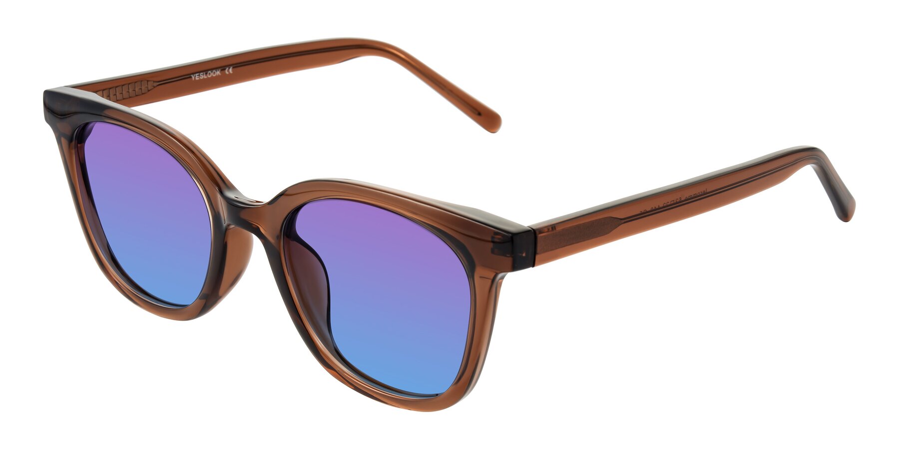 Angle of Jeromme in Coffee with Purple / Blue Gradient Lenses