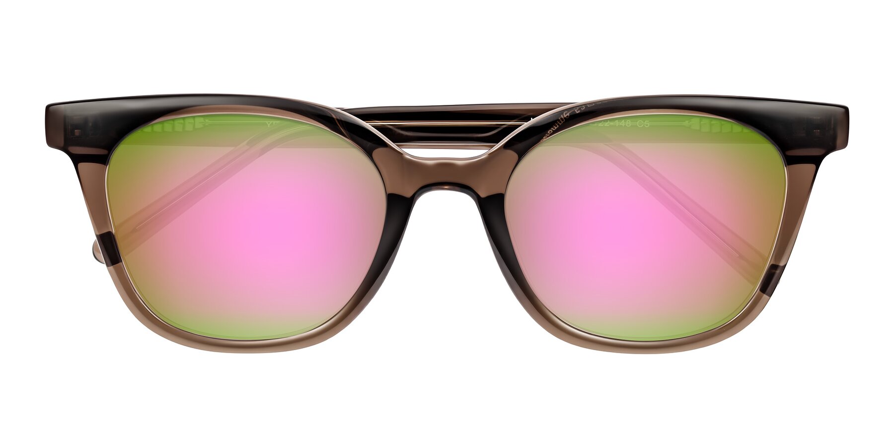 Folded Front of Jeromme in Coffee with Pink Mirrored Lenses
