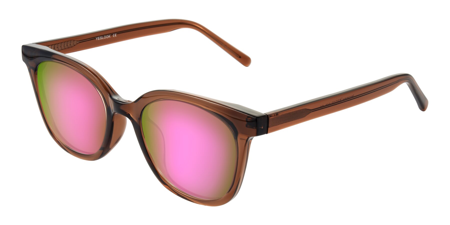 Angle of Jeromme in Coffee with Pink Mirrored Lenses