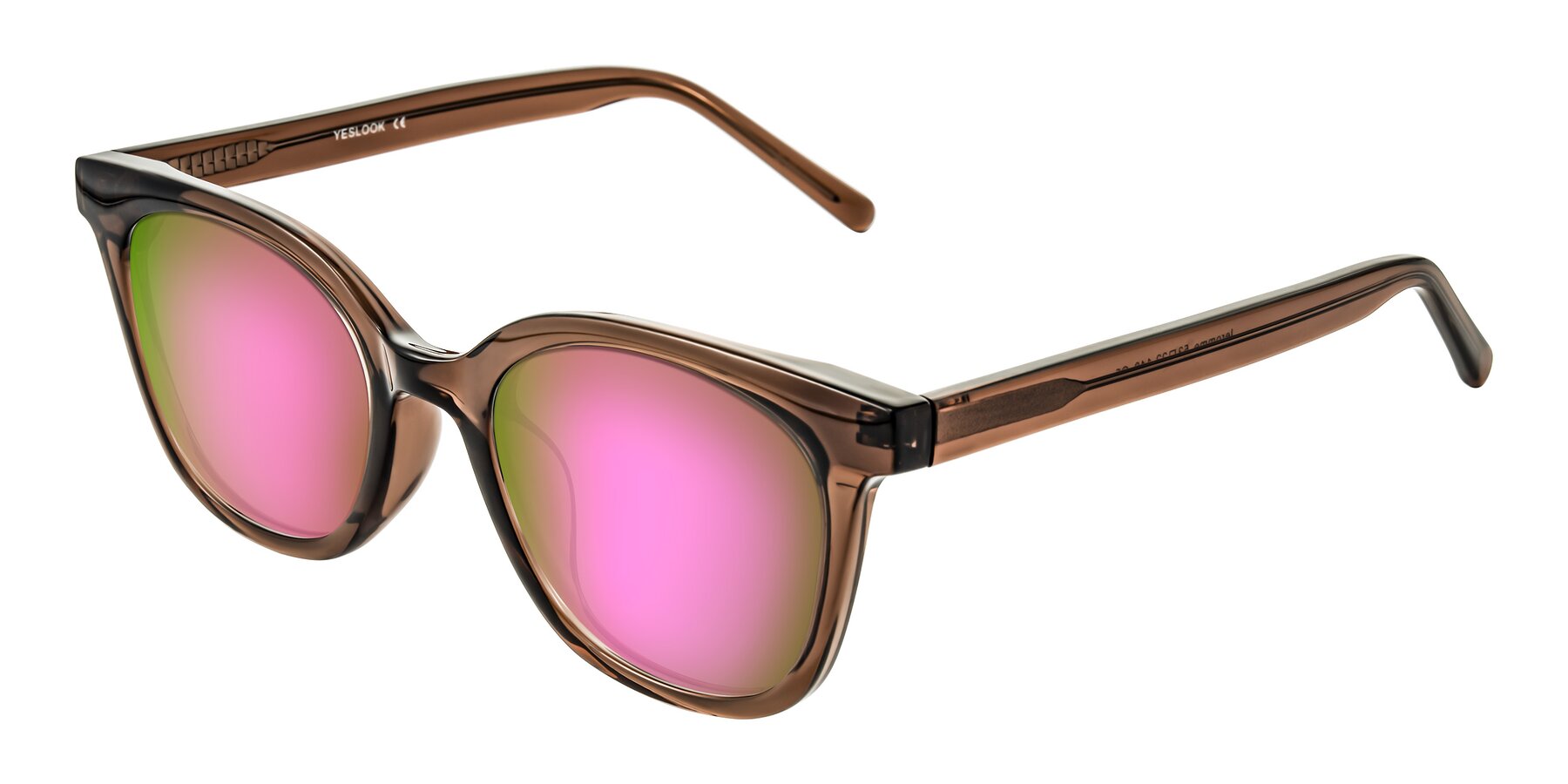Angle of Jeromme in Coffee with Pink Mirrored Lenses