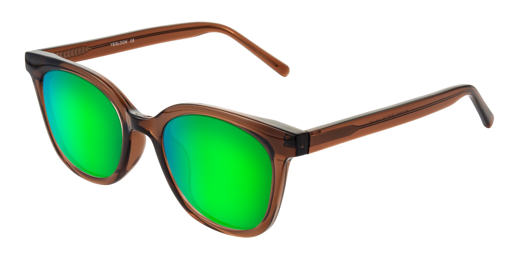 Angle of Jeromme in Coffee with Green Mirrored Lenses