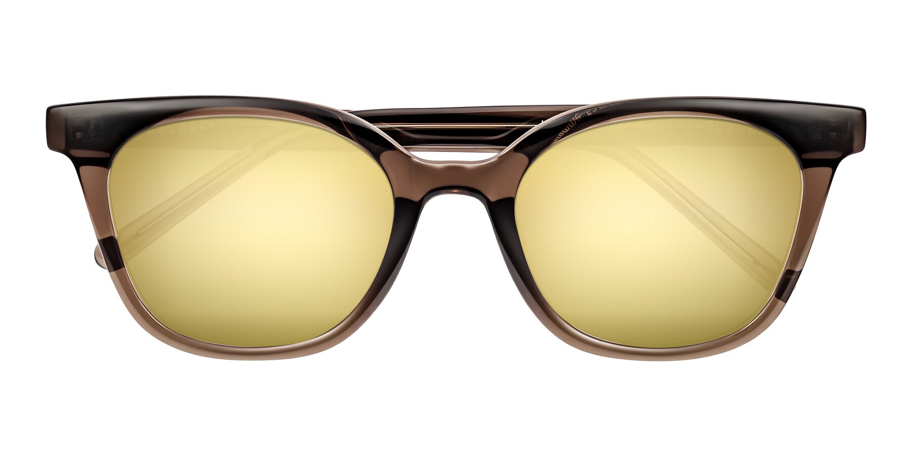 Folded Front of Jeromme in Coffee with Gold Mirrored Lenses