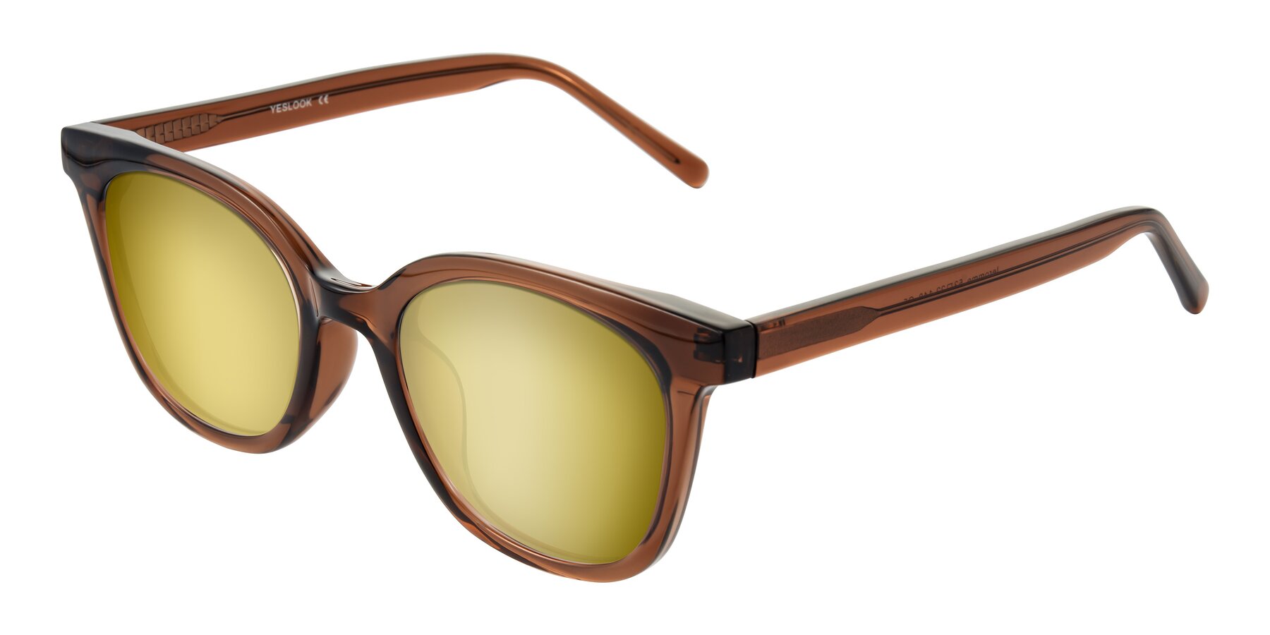 Angle of Jeromme in Coffee with Gold Mirrored Lenses