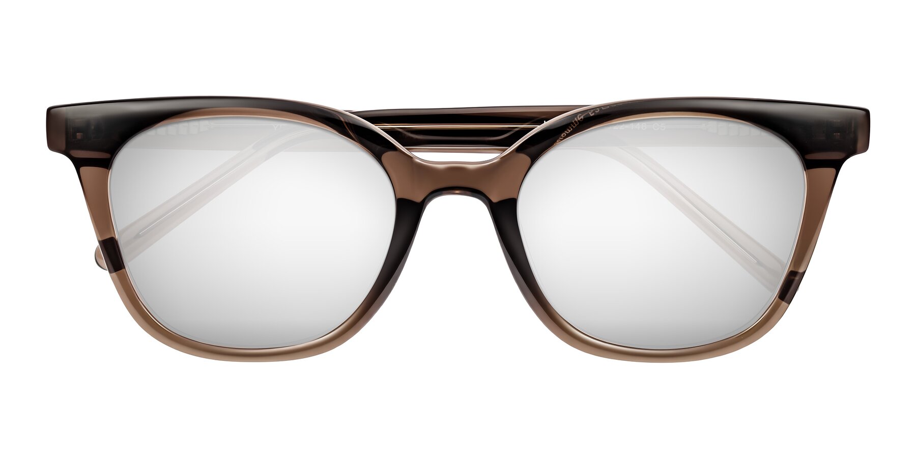 Folded Front of Jeromme in Coffee with Silver Mirrored Lenses