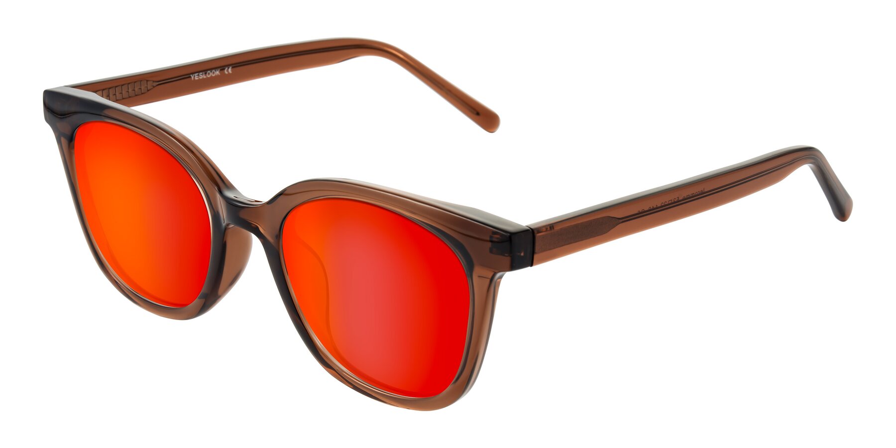 Angle of Jeromme in Coffee with Red Gold Mirrored Lenses