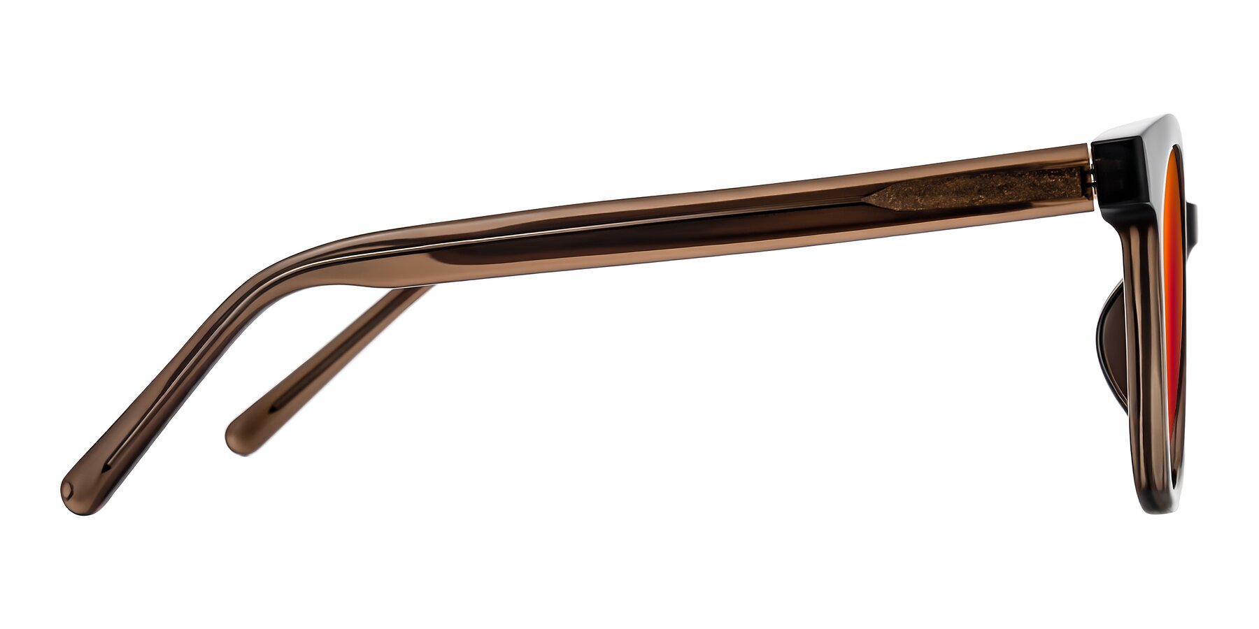 Side of Jeromme in Coffee with Red Gold Mirrored Lenses