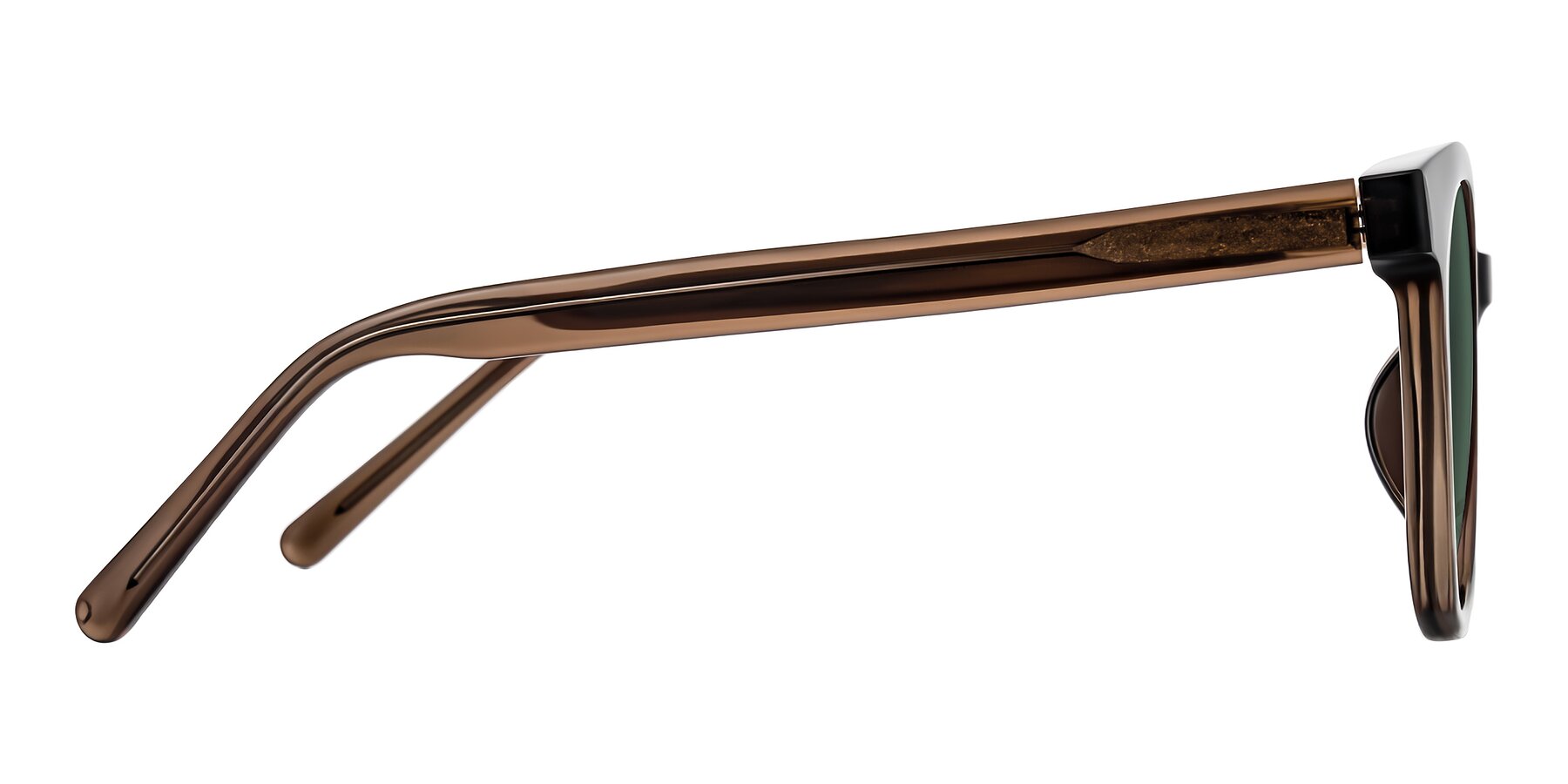 Side of Jeromme in Coffee with Green Polarized Lenses