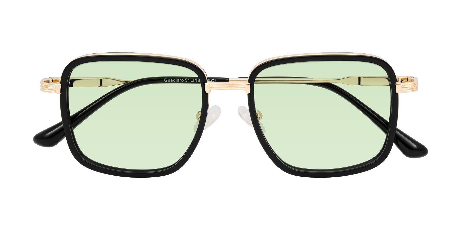 Folded Front of Guadiaro in Black/Gold with Light Green Tinted Lenses