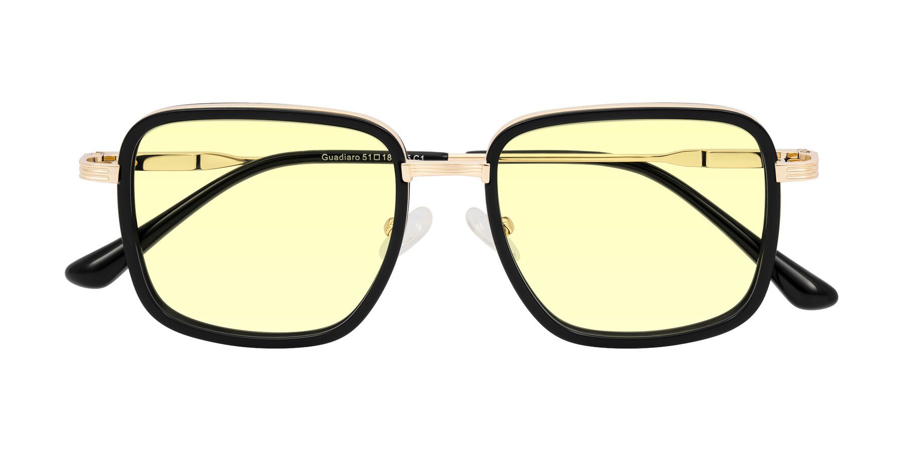 Folded Front of Guadiaro in Black/Gold with Light Yellow Tinted Lenses