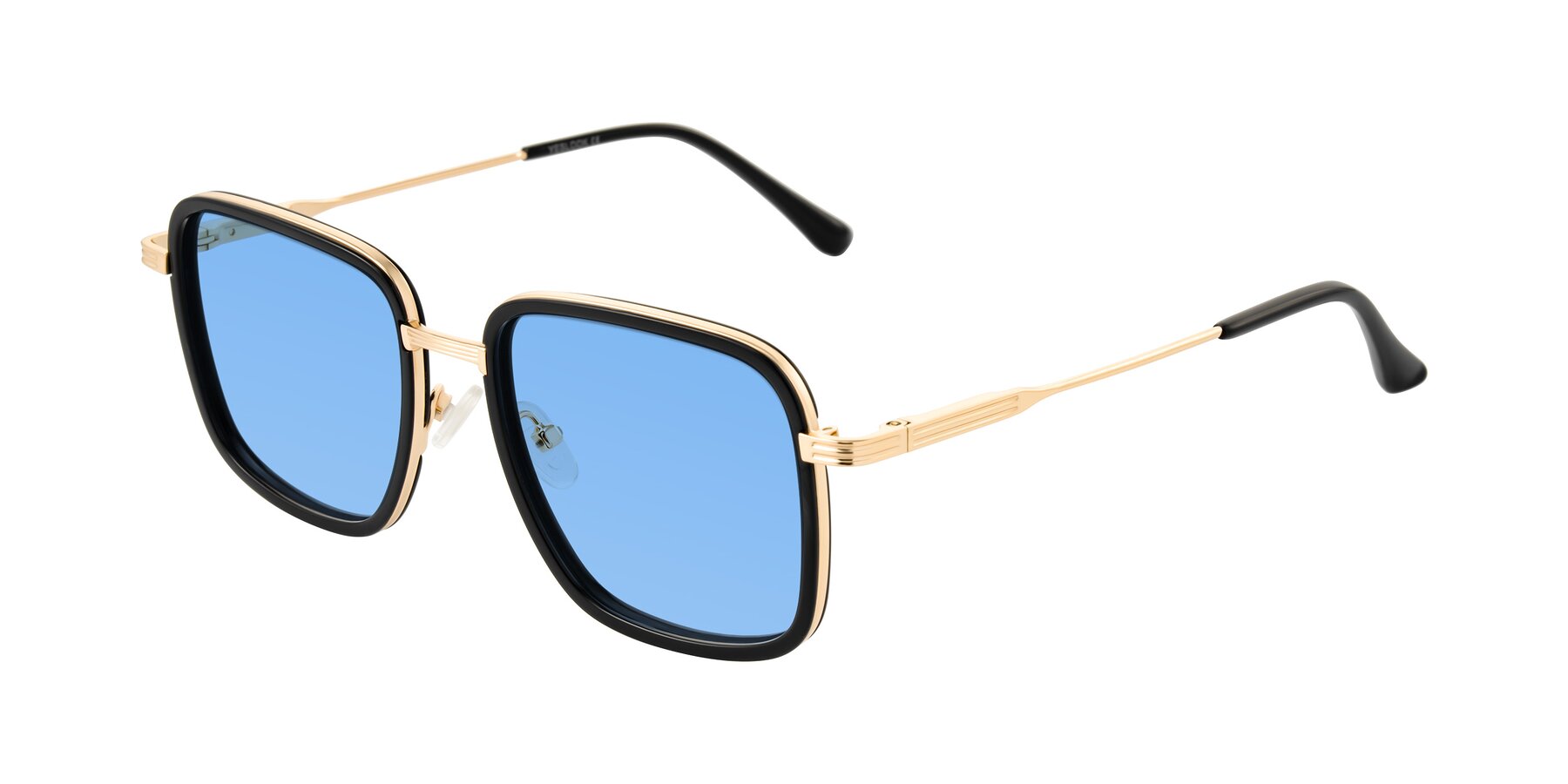 Angle of Guadiaro in Black/Gold with Medium Blue Tinted Lenses