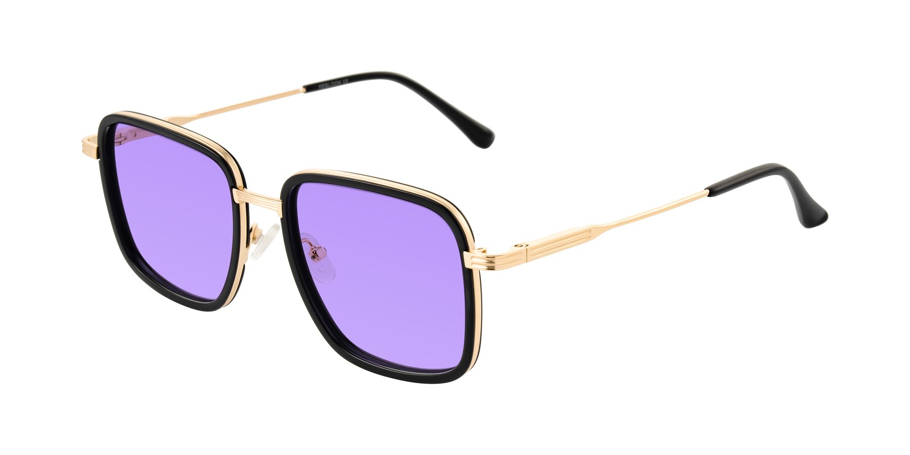 Angle of Guadiaro in Black/Gold with Medium Purple Tinted Lenses