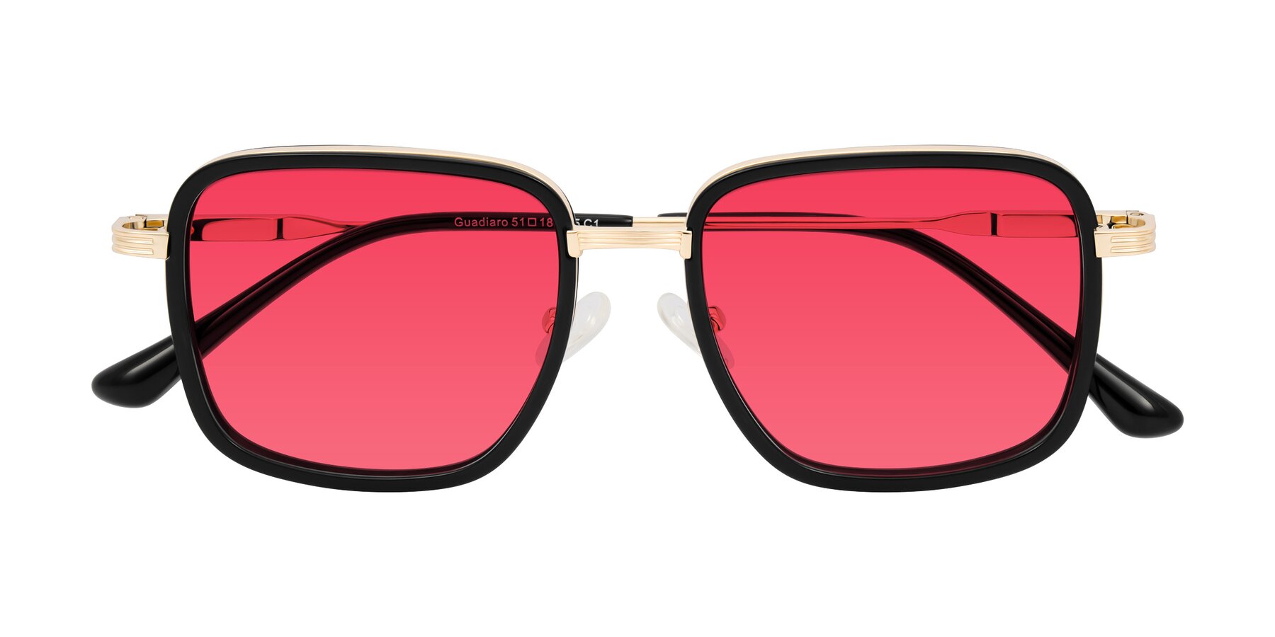 Folded Front of Guadiaro in Black/Gold with Red Tinted Lenses