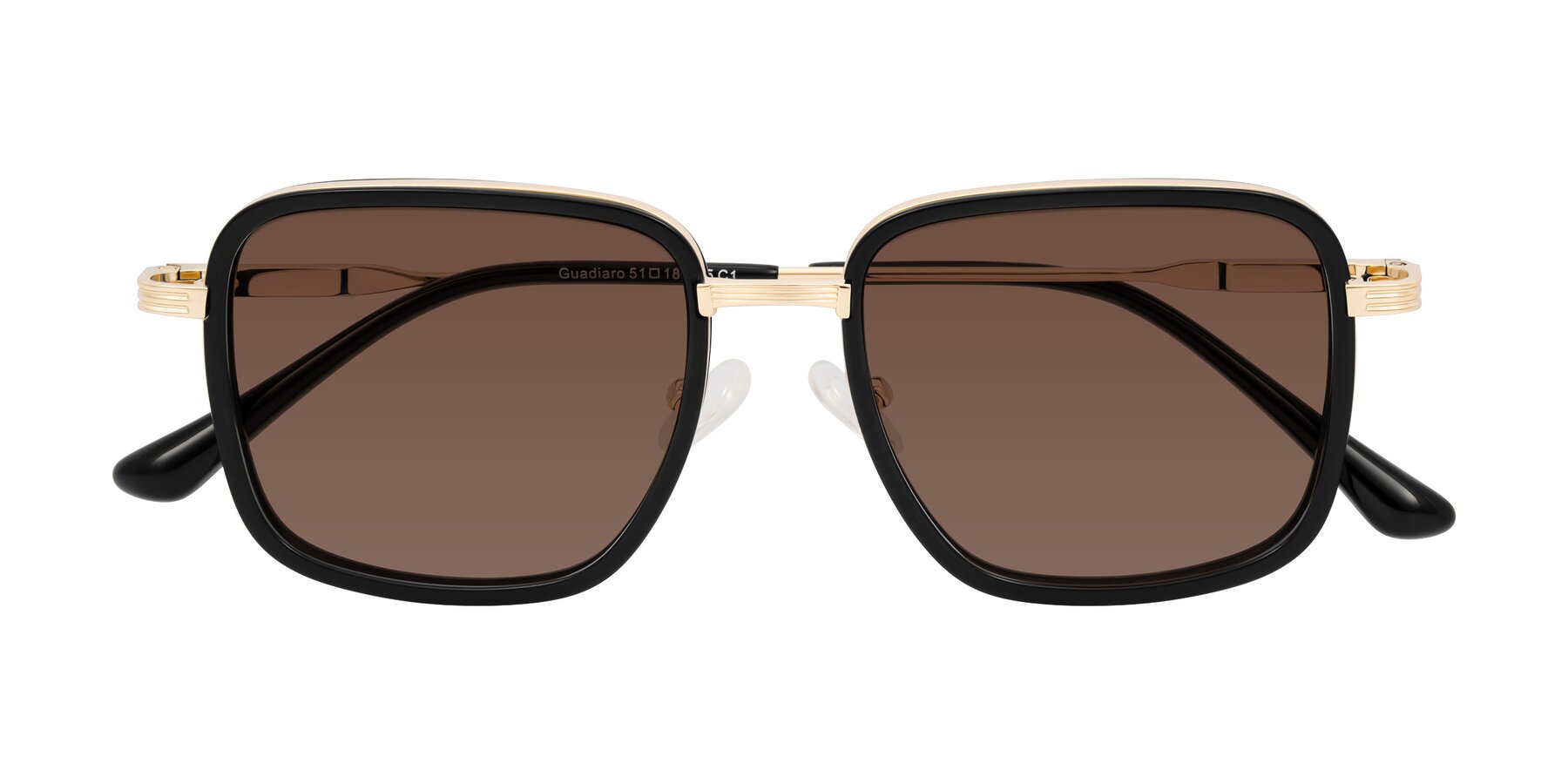 Folded Front of Guadiaro in Black/Gold with Brown Tinted Lenses
