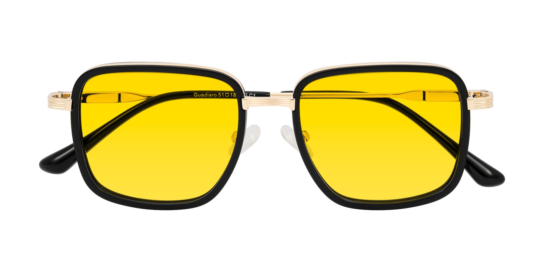 Folded Front of Guadiaro in Black/Gold with Yellow Tinted Lenses