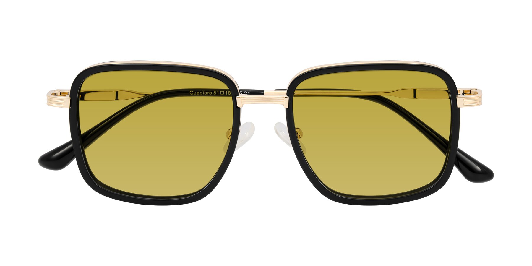 Folded Front of Guadiaro in Black/Gold with Champagne Tinted Lenses
