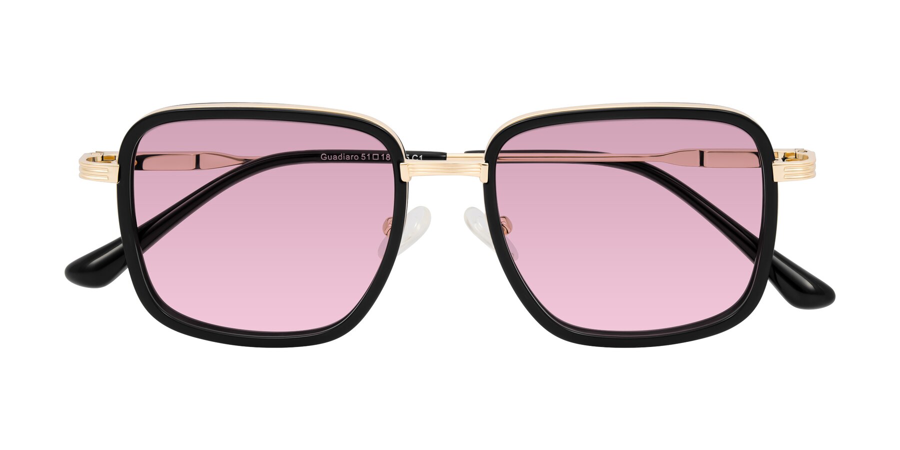 Folded Front of Guadiaro in Black/Gold with Light Wine Tinted Lenses