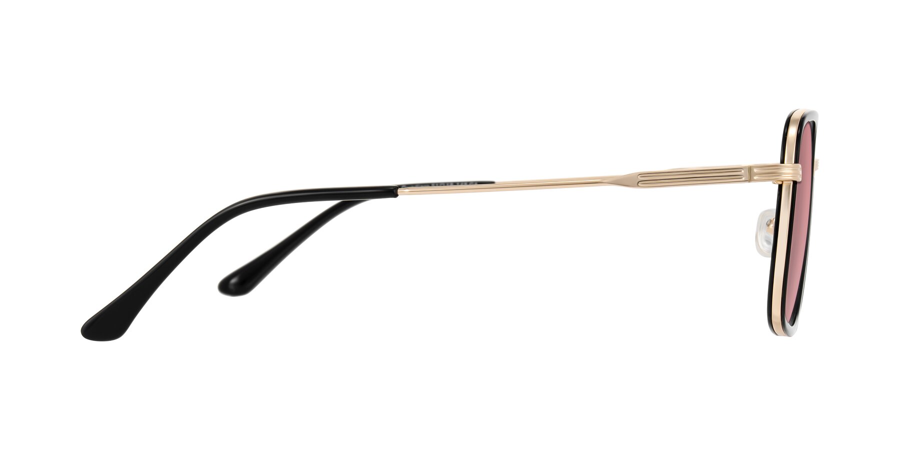 Side of Guadiaro in Black/Gold with Medium Garnet Tinted Lenses