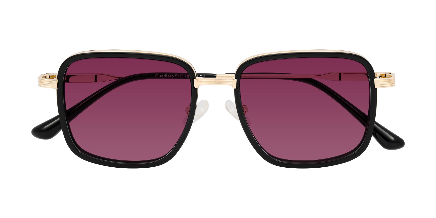 Folded Front of Guadiaro in Black/Gold with Wine Tinted Lenses