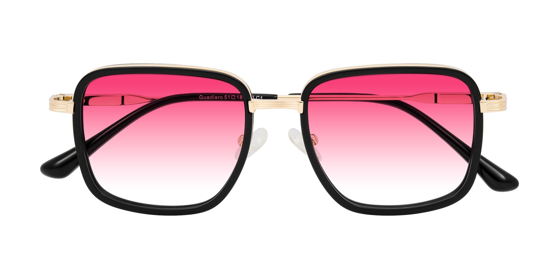 Folded Front of Guadiaro in Black/Gold with Pink Gradient Lenses