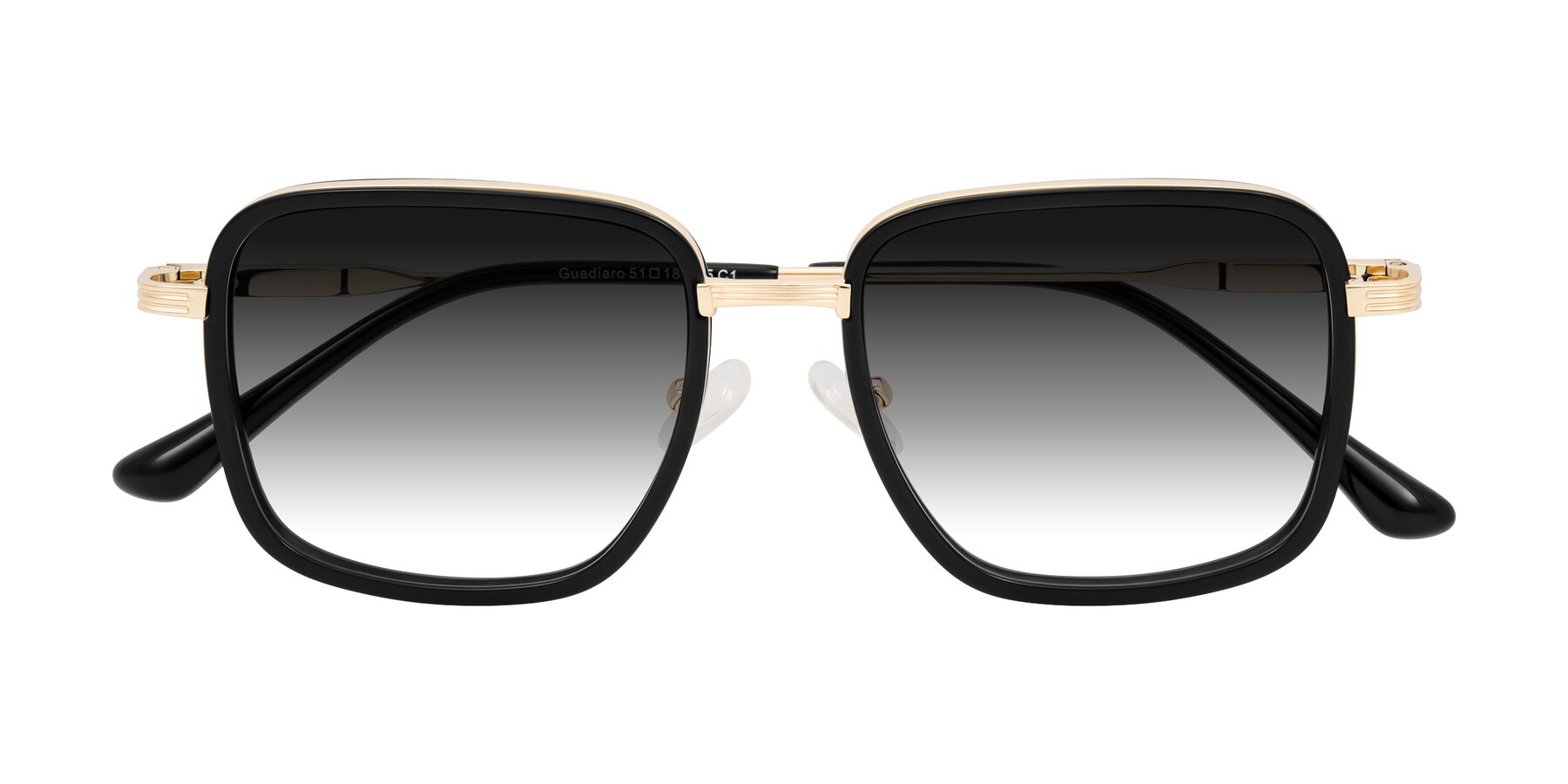 Folded Front of Guadiaro in Black/Gold with Gray Gradient Lenses