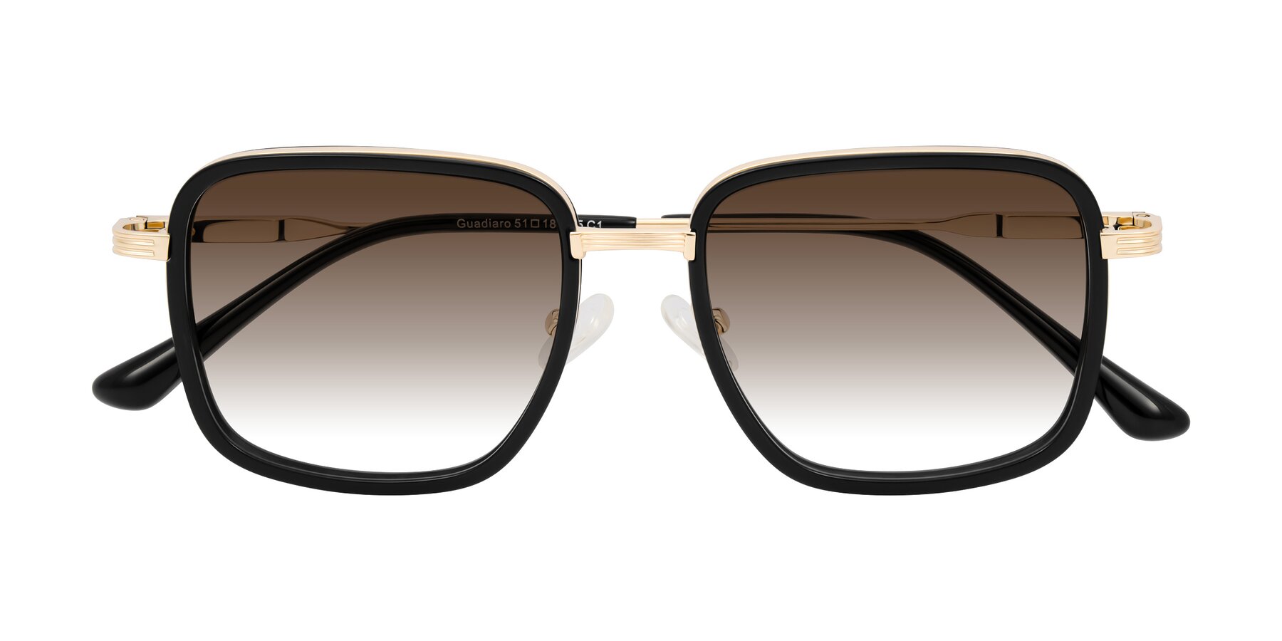 Folded Front of Guadiaro in Black/Gold with Brown Gradient Lenses