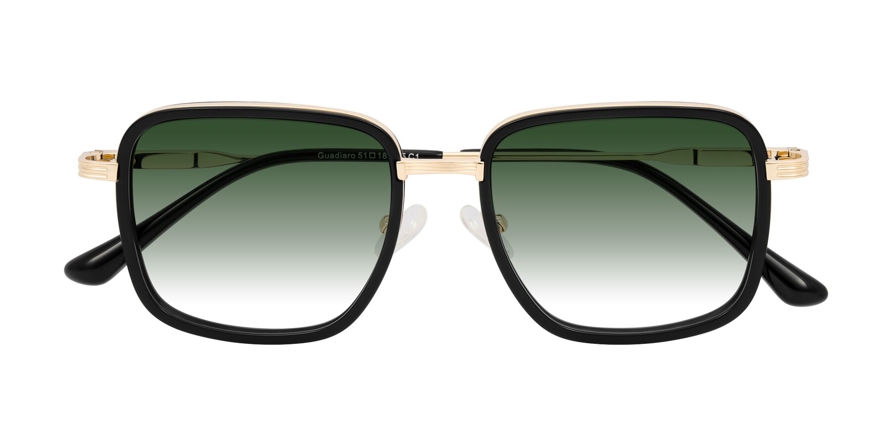 Folded Front of Guadiaro in Black/Gold with Green Gradient Lenses