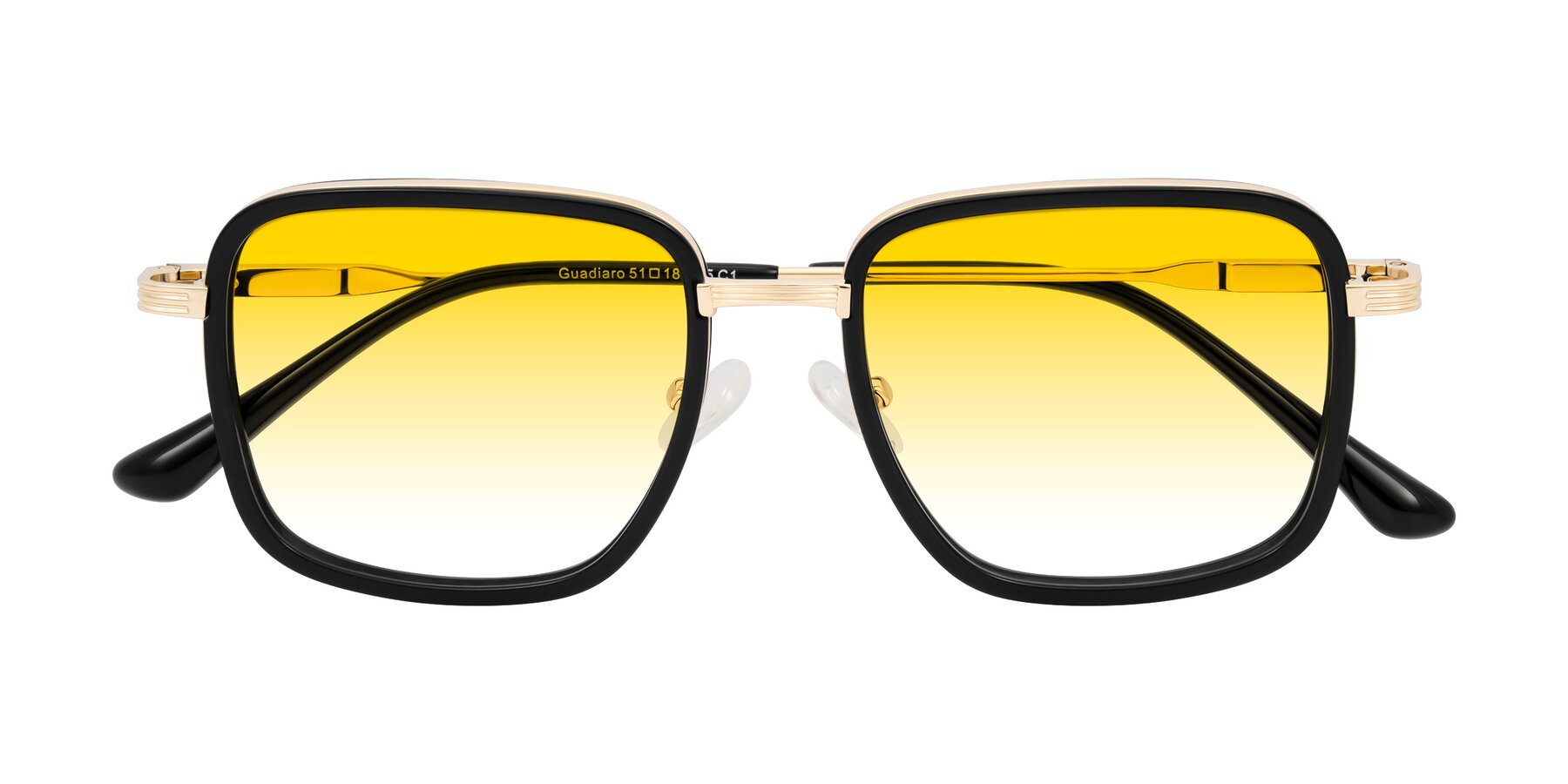Folded Front of Guadiaro in Black/Gold with Yellow Gradient Lenses