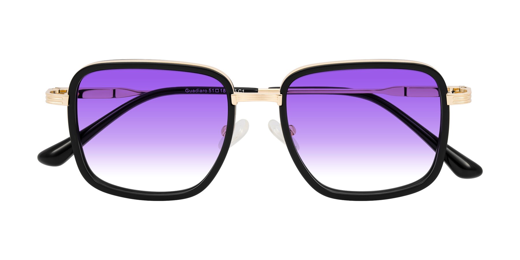Folded Front of Guadiaro in Black/Gold with Purple Gradient Lenses