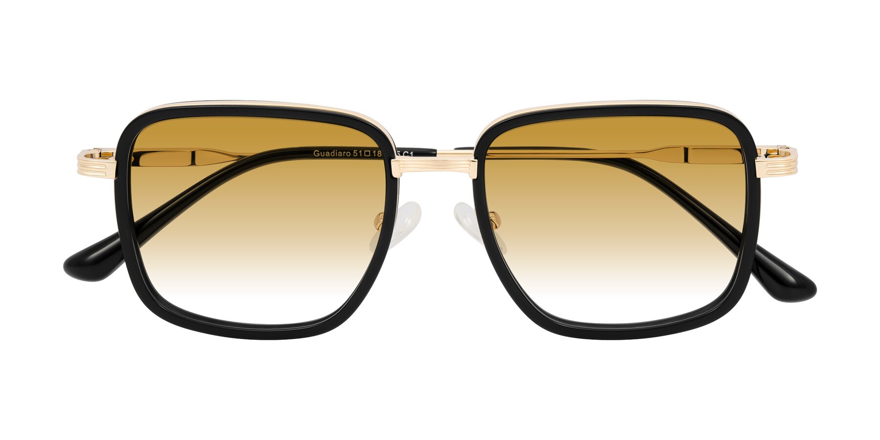 Folded Front of Guadiaro in Black/Gold with Champagne Gradient Lenses