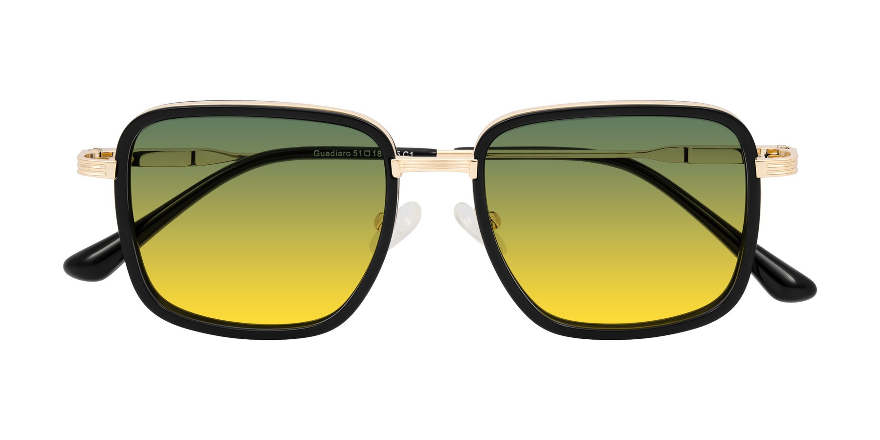 Folded Front of Guadiaro in Black/Gold with Green / Yellow Gradient Lenses